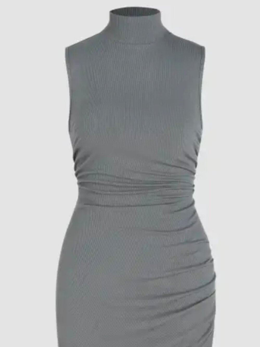 Cider Mock Neck Ruched Slit Midi Dress